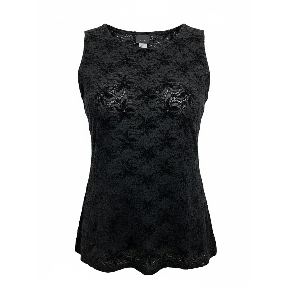 j.t.b. Black Floral Lace Sleeveless Tank Top  Made in USA L Goth Dark Academia